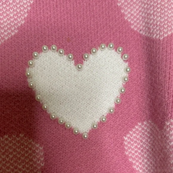 Versona Pink and White Heart Sweater - Picture 3 of 5